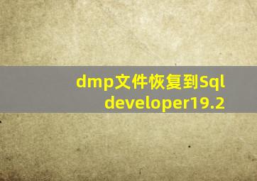 dmp文件恢复到Sql developer19.2